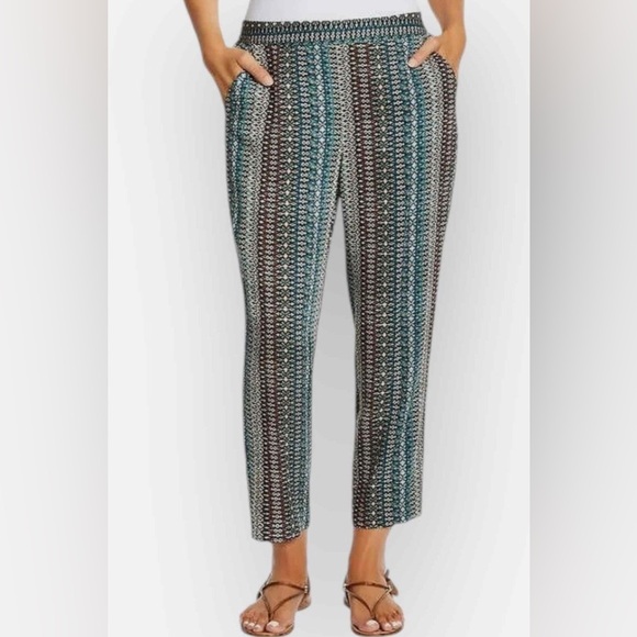 Jessica Simpson Pants - Jessica Simpson Blue & Brown Boho Pull On Lounge Pants Pockets XL